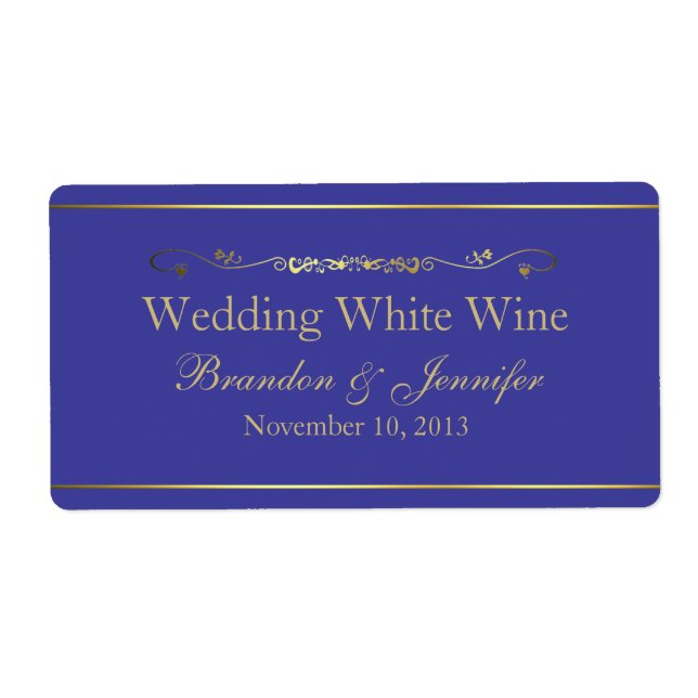 Blue & Gold Custom Wedding Mini Vins Étiquettes (Devant)