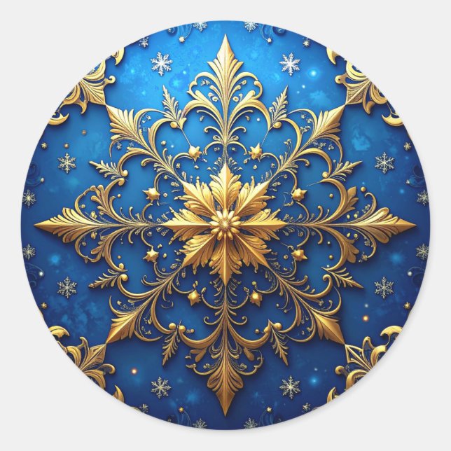 Blue Gold Decorative Holiday Sticker (Devant)