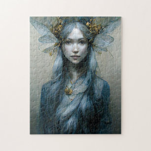 Blue Gold Fairy Imaginaire Art Jigsaw Puzzle