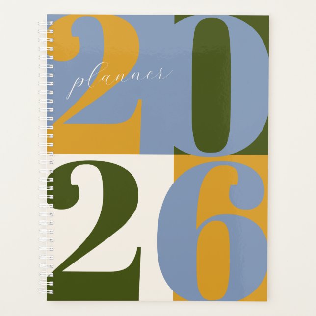 Blue Gold Green Bold Year Color Block Planner (Devant)
