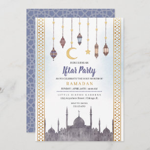 Blue Gold Iftar Party Ramadan Dîner Invitation