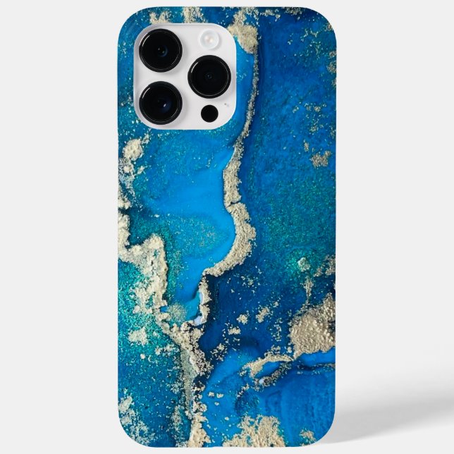 Blue Gold iPhone 14 Pro Max Coque (Verso)