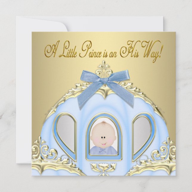 Blue & Gold Prince Baby Shower Invitations (Devant)