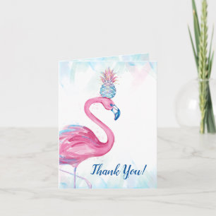 Blue Gold Rose Flamant rose Ananas Merci Cartes