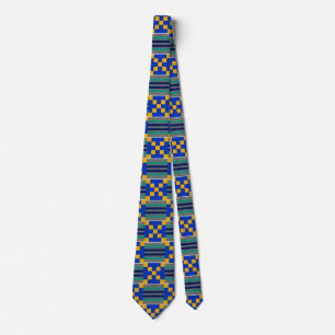 Blue Gold Turquoise Kente Cravate africain