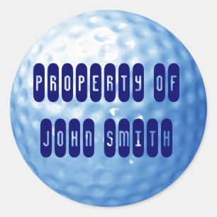Blue Golf Ball Propriété de nom Stickers