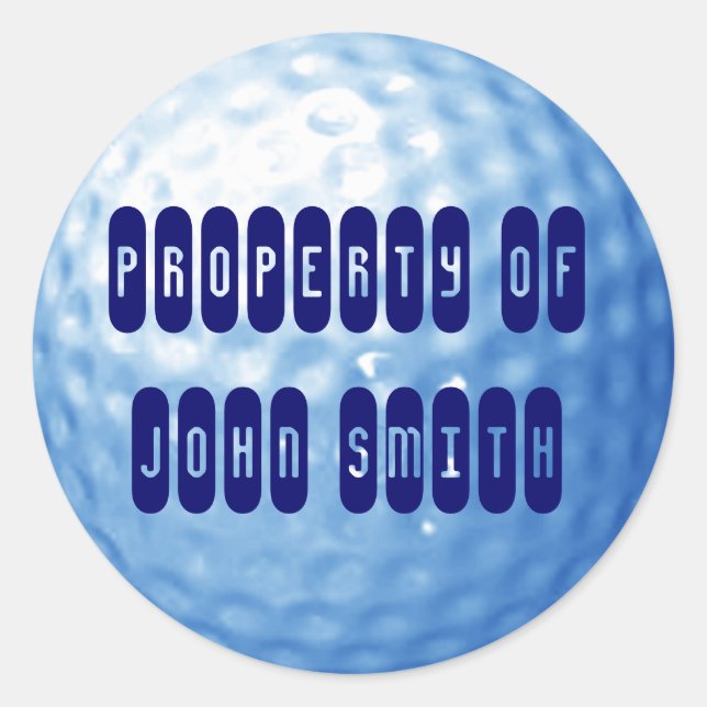 Blue Golf Ball Propriété de nom Stickers (Devant)