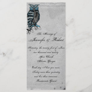 Blue Gothic Owl Posh Programme de mariage