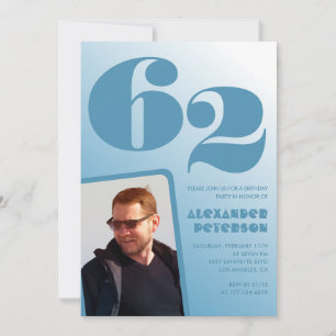 Blue gradient 62e anniversaire invitations Hommes 