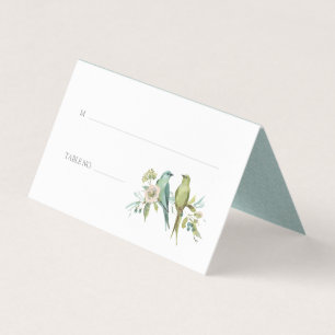 Blue Green Birds Floral Aquarelle Mariage