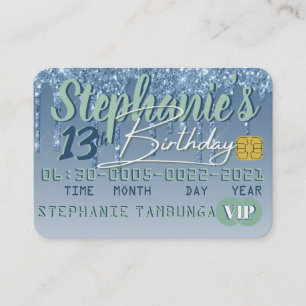 Blue Green Drip Parties scintillant VIP Carte de c