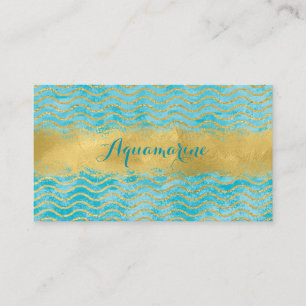 Blue Green et Gold Waves Ocean Carte de visite