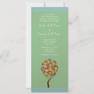 Blue Green Flower Love Tree Faire-part de mariage
