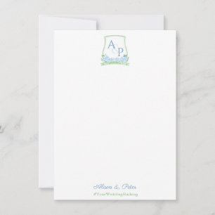 Blue Green Hydrangea Crest Mariage Welcome Note
