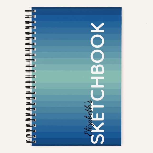 Blue Green Ombré Gradient Elégant carnet de notes (Recto)
