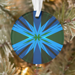 Blue Green Star Starburst Winter Festive Xmas Tree