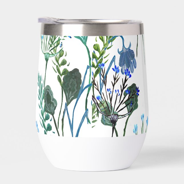 Blue Green Watercolor Wildflower  (Droite)