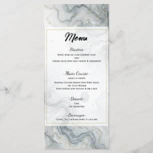 Blue Grey Gold Beach Watercolor Menu Mariage