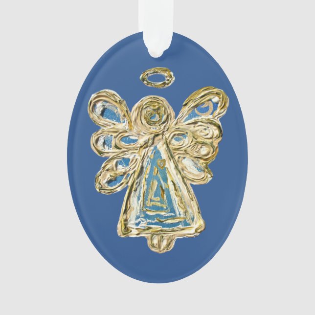 Blue Guardian Angel Art Holiday Pendentif Ornement (devant)