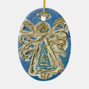 Blue Guardian Angel Art Ornement de vacances