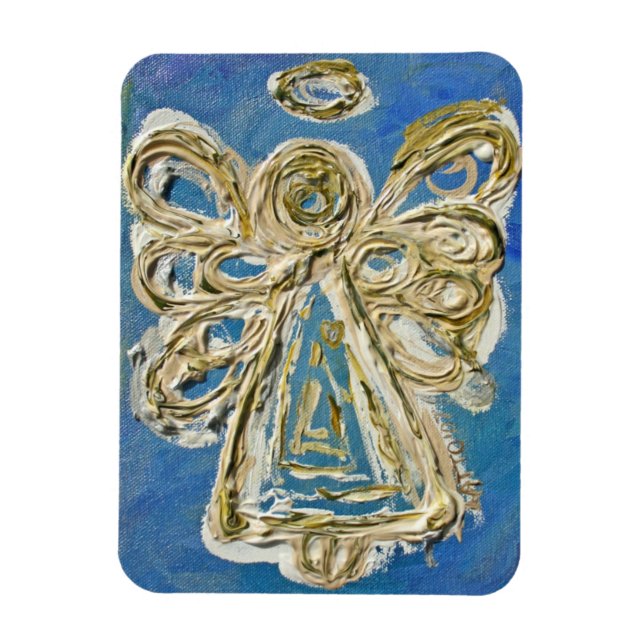 Blue Guardian Angel Personnalisé Magnet Art Peintu (Vertical)
