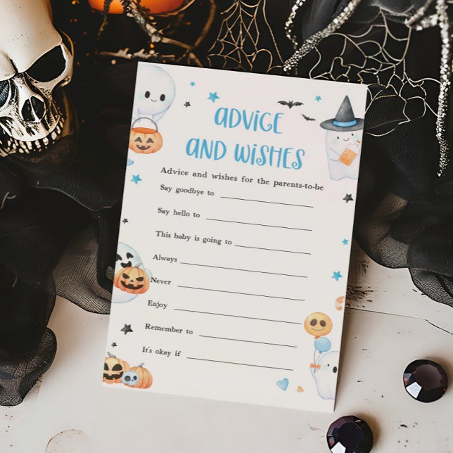 Blue Halloween Little Boo Conseils et voeux jeu (Baby is Brewing Baby Shower Advice and Wishes Game)