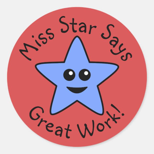 Blue Happy Star Great Work Stickers (Devant)
