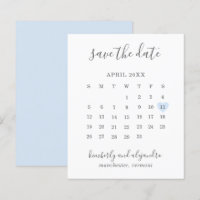 Blue Heart Calender Budget Wedding Enregistrer la