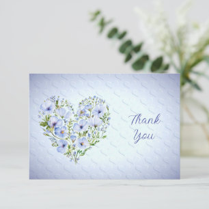 Blue Heart Floral Carte de remerciements
