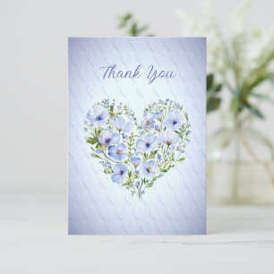 Blue Heart Floral Carte de remerciements