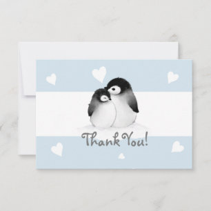 Blue Heart Penguin Merci Cartes de notes