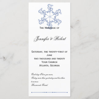 Blue Heart Snowflake Programme de mariage