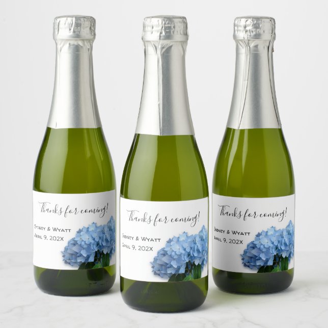 Blue Heaven Floral Custom Wedding Mini Étiquettes (Bouteilles)