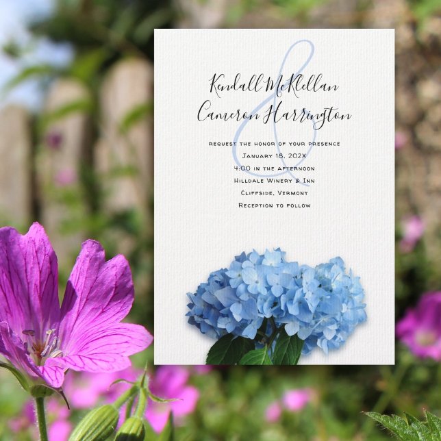 Blue Heaven Hydrangea Mariage Couple Invitation (Créateur téléchargé)