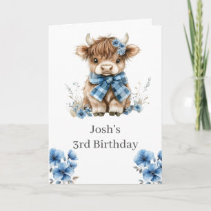 Blue Highland Cow Anniversaire Fête Invitation