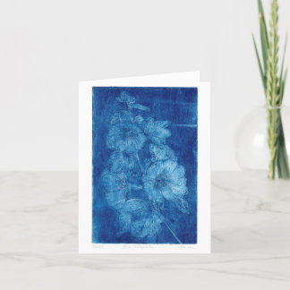 Blue Hollyhocs Intaglio WoodblockImprimer carte bl