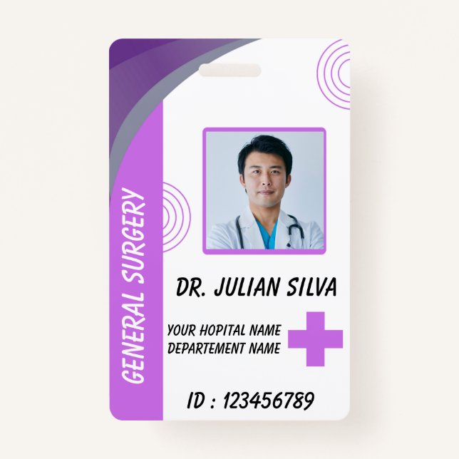 Blue Hospital Employee ID Badge Template (Devant)