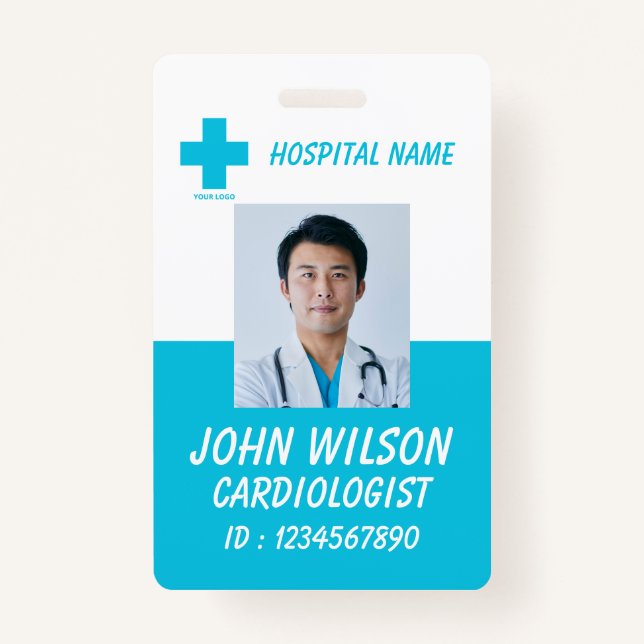 Blue Hospital Employee Name ID Badge (Devant)