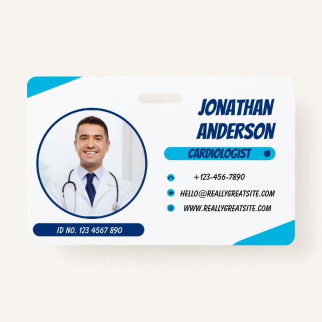 Blue | Hospital Medical Employee Photo ID Badge (Devant)