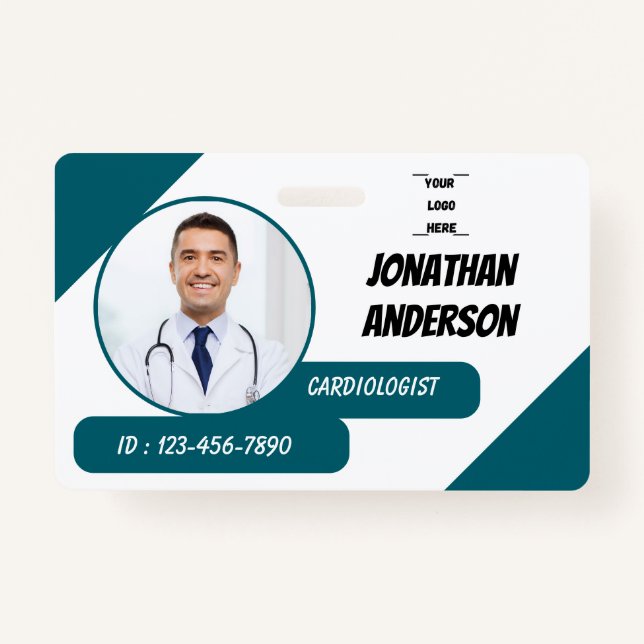Blue | Hospital Medical Employee Photo ID Badge (Devant)