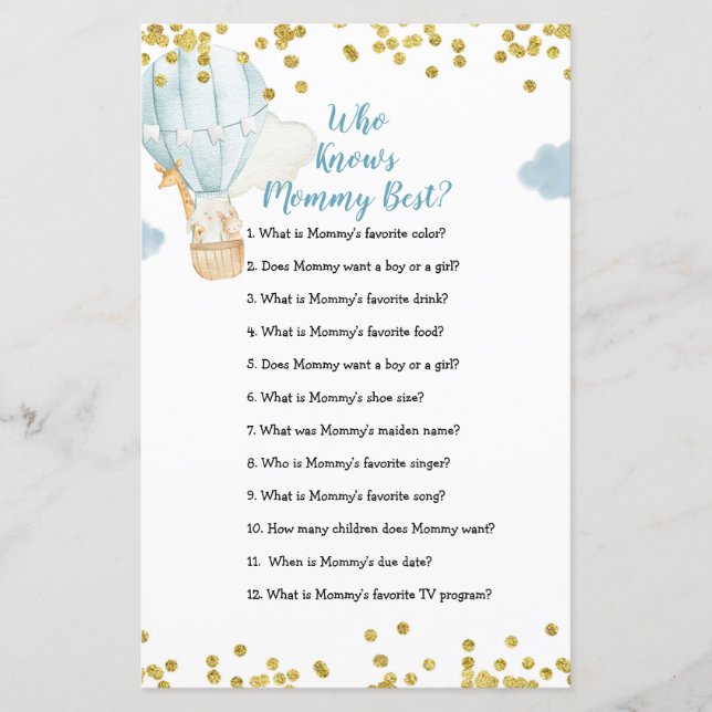 Blue Hot-air ballon qui connaît maman meilleur jeu (Devant)