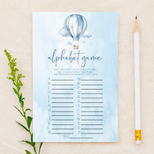 Blue Hot Air Balloon Alphabet Baby shower Jeu