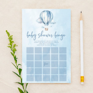 Blue Hot Air Balloon Bingo Baby shower Jeu