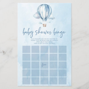 Blue Hot Air Balloon Bingo Baby shower Jeu