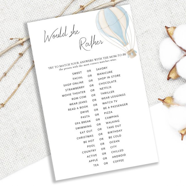 Blue Hot Air Ballotte Baby shower Plairait-elle (Créateur téléchargé)