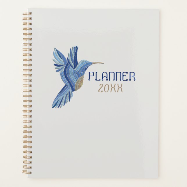 Blue Hummingbird Planner – Customizable Year  (Devant)