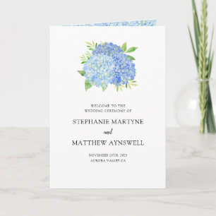 Blue Hydrangea Bouquet Programme de mariage botani