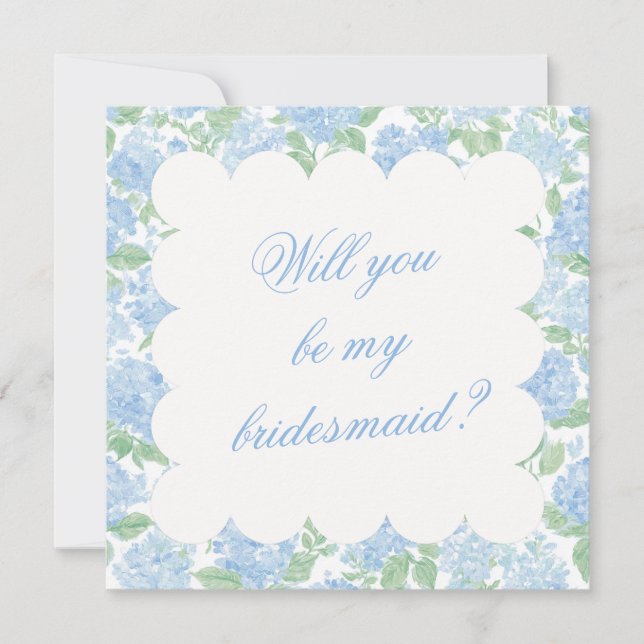 Blue Hydrangea Bridesmaid Proposal Card (Devant)