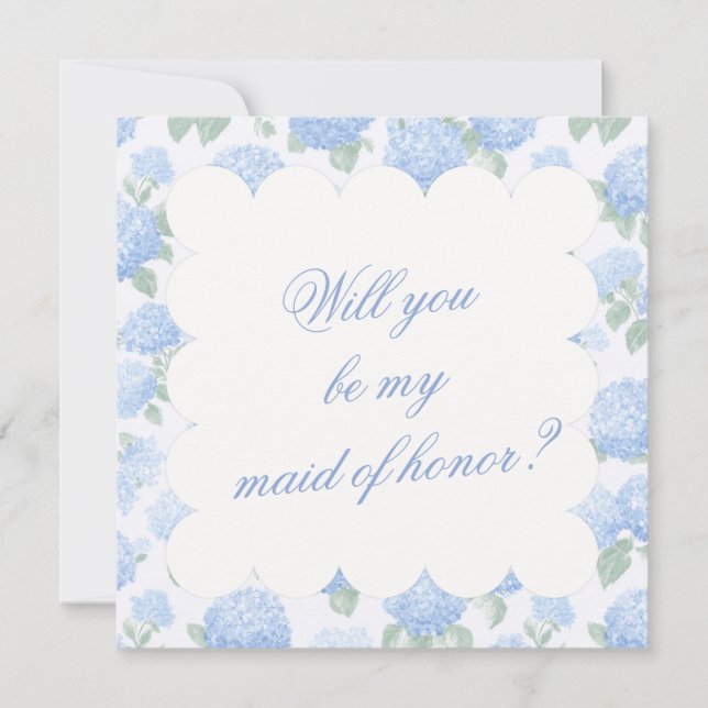 Blue Hydrangea Bridesmaid Proposal Card (Devant)