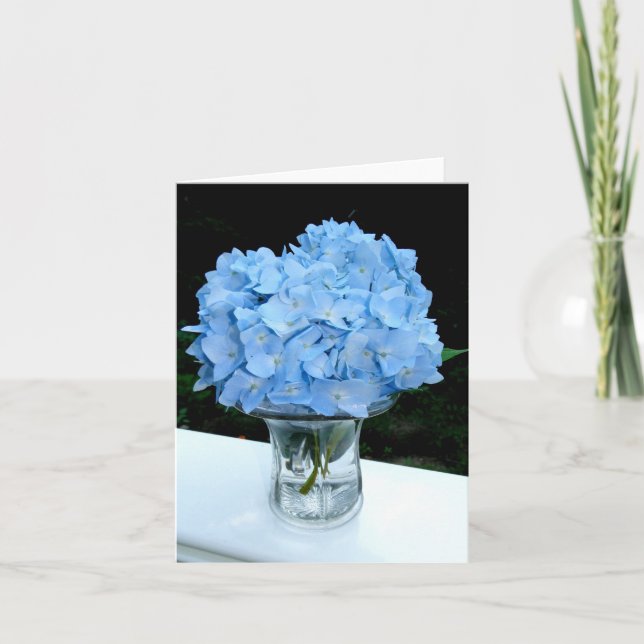 Blue Hydrangea dans une carte Vase Blank Note Card (Devant)